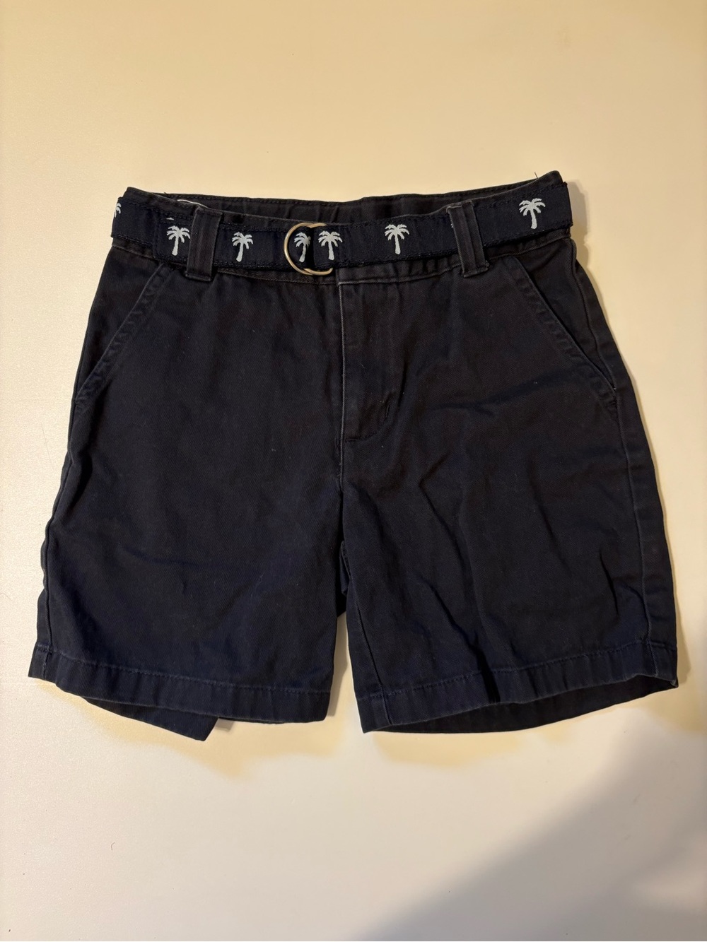 Gymboree Navy Cotton Shorts with Embroidered Belt Detail